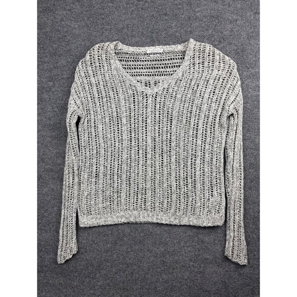 Velvet by Graham & Spencer Sweaters - Velvet By Graham & Spencer Pullover Sweater Women's P Gray Open Knit Semi Sheer